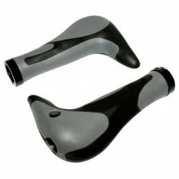 Marque Poignee Vtt Newton Bi-Matiere Avec Embout De Cintre Integre Noir-Gris L140Mm (Paire)